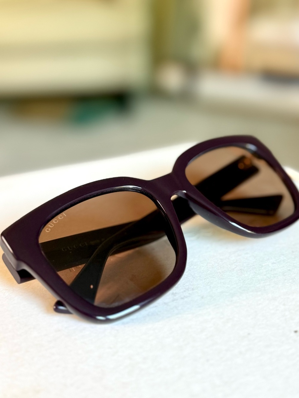 Gucci Oversized Square Sunglasses Burgundy | Brown Lenses | Made in Italy - Picture 5 of 10